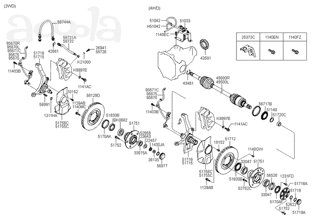 Привод левый 49501 4E001 Kia Bongo 3, 4вд
