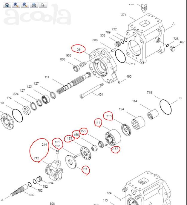 Запчасти главного насоса HYUNDAI ROBEX 130W-3