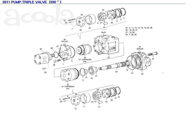Насос тройной 401-00011A для фронтального погрузчика DAEWOO MG 300-I
