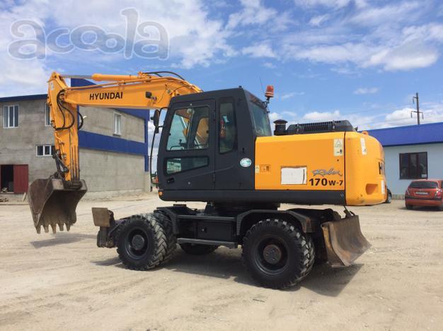 Аренда колёсного экскаватора Hyundai R 170W / гидромолот / грейфер 12м.