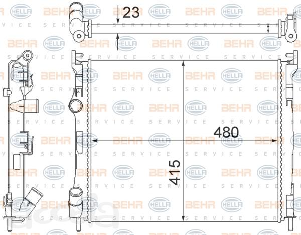 Водяной радиатор Hella Behr 8MK 376 700-384 для Renault