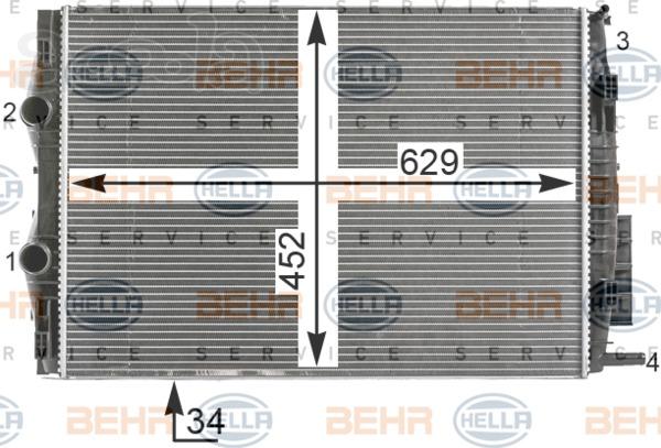 Водяной радиатор Hella Behr 8MK 376 700-404 для Renault