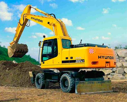 Предлагаю услуги по аренде полноповоротного колёсного экскаватора HYUNDAI-200 (ковш, гидромолот)
